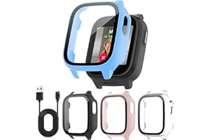 Tiorecime 4 Pack Case for Cosmo JrTrack 5 Kids Smart Watch with Tempered Glass Screen Protector, Shockproof Hard PC Bumper, M