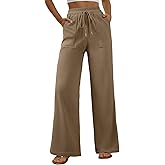 EVALESS Women Corduroy Pants Wide Leg Casual High Waisted Straight Leg Baggy Trousers
