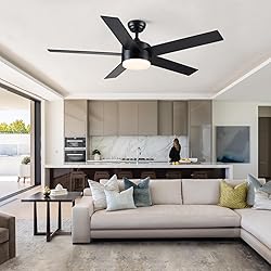 52 inch Black Ceiling Fans with Lights and Remote