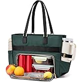 LOVEVOOK Lunch Tote Bag for Women, Work Bag with Insulated Lunch Compartment Laptop Bag Large Lunch Bag for Teacher, Daily