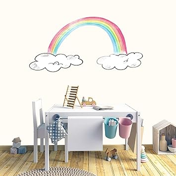 Regenbogen Aufkleber Regenbogen Mit Wolken Wandtattoo Regenbogen Wandaufkleber Aquarell Kinderzimmer Dekor Rainbow Wall Art Sa 80 Amazon De Baby