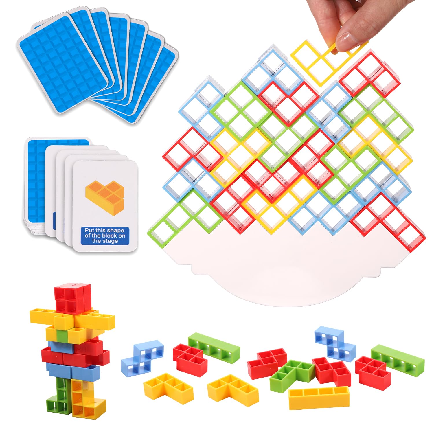 Photo 1 of 48pcs Tower Balance Stacking Blocks, Balance Game Family Board Games for 2 Players, Kids and Adults Home Games Parties Travel Building Blocks Toy