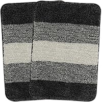 Saral Home Black Soft Microfiber Anti-Skid Bath Mat (Pack of 2, 35x50 cm)