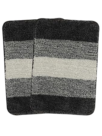 Saral Home Black Soft Microfiber Anti-Skid Bath Mat (Pack of 2, 35x50 cm)