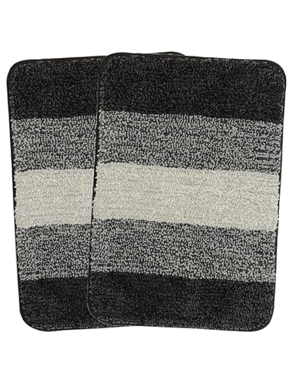 Saral Home Black Soft Microfiber Anti-Skid Bath Mat (Pack of 2, 35x50 cm)