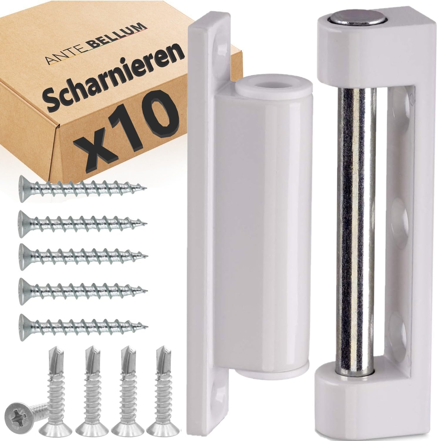 White Rotary Tilt Fitting Set - Door & Window Hinges (10 Pieces)