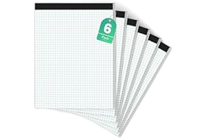 PINJINGPRO Graphing Paper 8.5 x 11, Graph Paper Pad, 4x4 Quad Grid Paper, Letter Size 8.5 x 11, 6 Pack, Blue Printed Graft Paper with Grid Lines, Perforated Graph Notepad 11'' x 8.5'' Architect Paper 30 Sheets