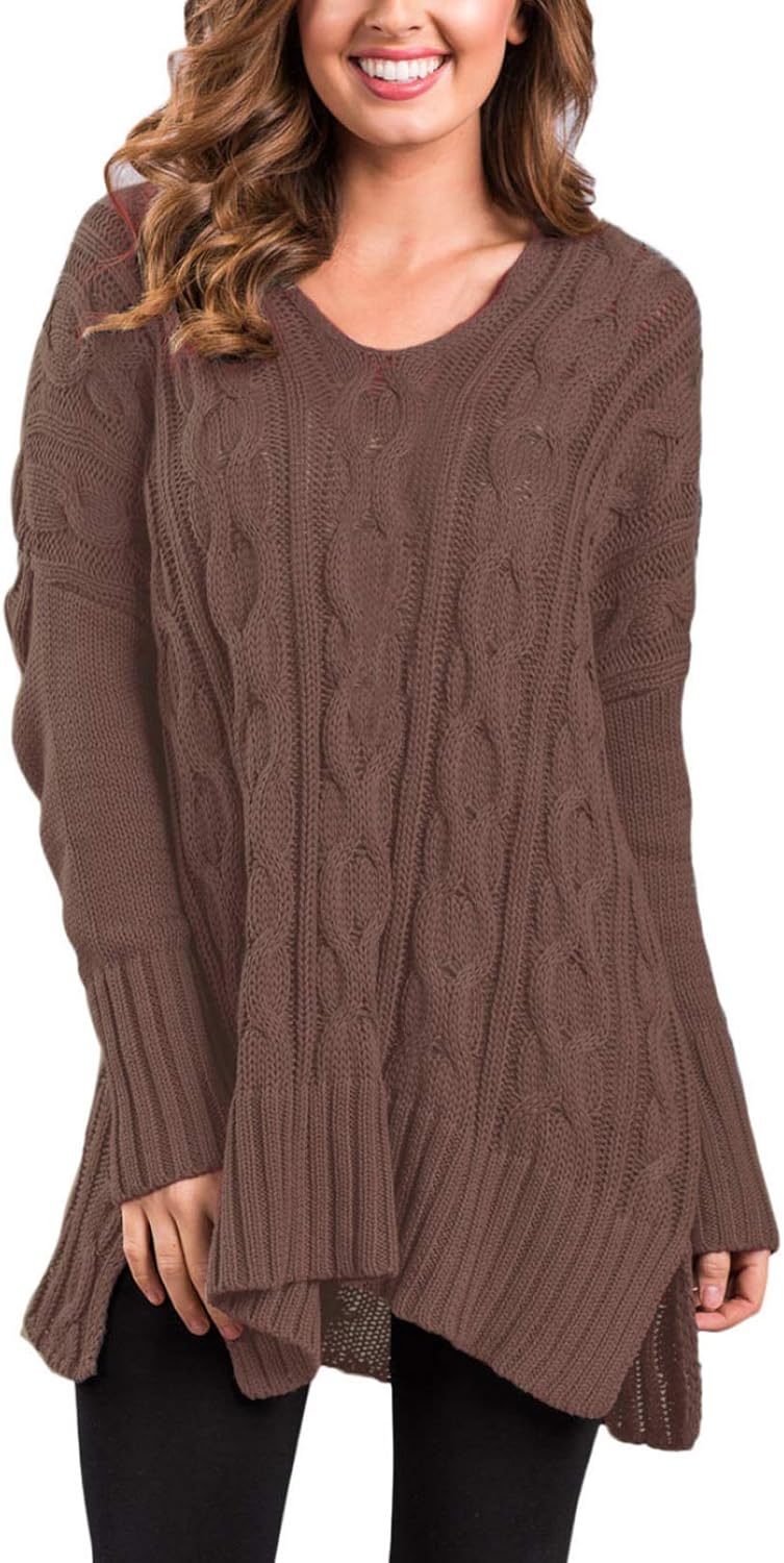 Sidefeel Women Casual V Neck Loose Fit Knit Sweater Pullover Top at  Women’s Clothing store