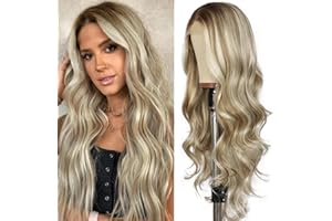 SAPPHIREWIGS Blonde Synthetic Lace Front Wig Ash Blonde Highlight 13×4 Loose Body Wave Wig Glueless Lace front Wigs for Women