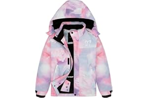 FREE SOLDIER Boys Girls Waterproof Ski Jacket Fleece Lined Warm Winter Snow Coat Kids Winter Jacket with Detachable Hood