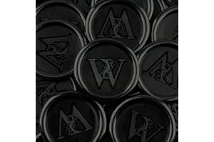 WADKOOTO 50Pcs Black Wax Seal Stickers Handmade Vintage Botanical Leaves Adhesive Letter Wax Stickers for Wedding Party Invitations, Envelope, Gift Wrap, Christmas(Initial W, Black)