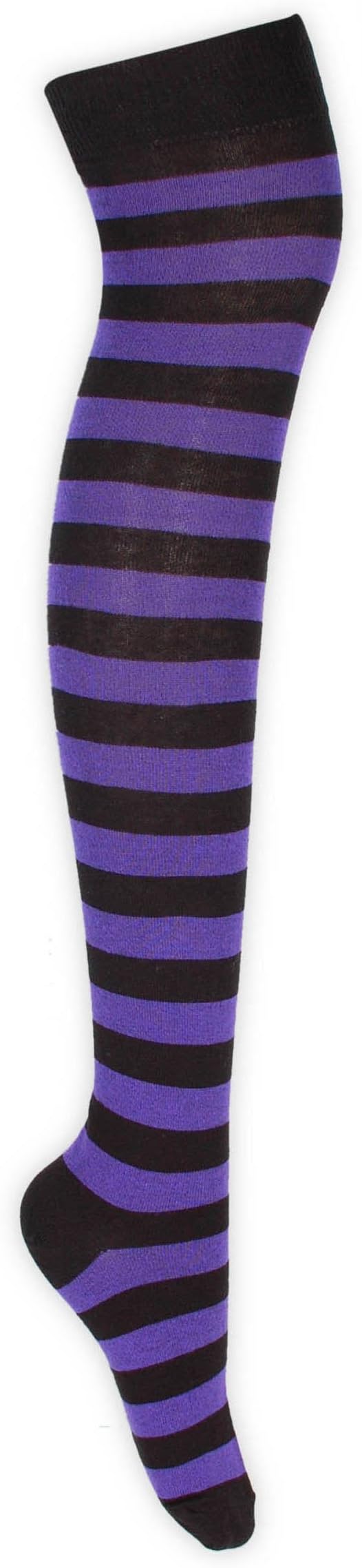 Thick StripesOver the Knee Socks, Thick Stripes Design Over the Knee Socks, Over Knee Long Casual Ladies Thigh High Plain Stretch Fit Cotton Overknee Socks
