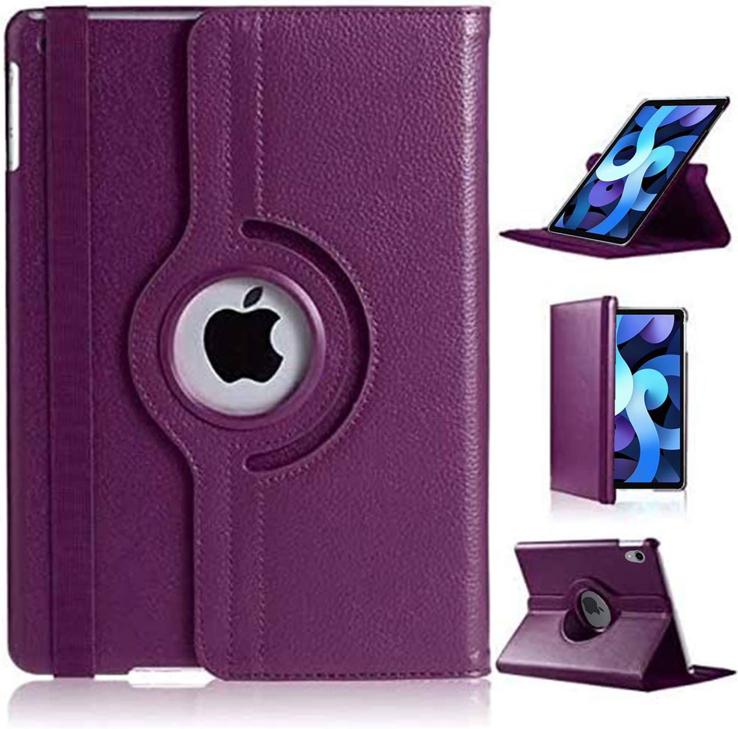 For iPad Air 11 (M4 2026/M3 2025/M2 2024) Case/iPad Air 10.9 4th 2020/5th 2022 Generation 360 Rotating Stand Multi-Angle Viewing Auto Wake/sleep Smart Folio Kids Friendly Protective Cover (PURPLE)