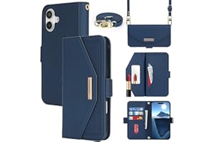 Jaorty Crossbody Wallet for iPhone 16 Case with Strap, Credit Card Holder,Adjustable Shouler Lanyard, 6.1",PU Leather Handbag