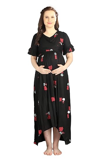 Womens Printed Long Maternity Nightdress