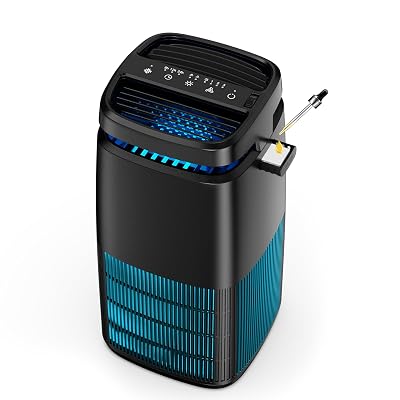 POMORON 4-in-1 Air Purifiers for Home, Air Ionizer Negative Ion Generator, H13 HEPA Filter, UV, Covers 1250 Ft² 99.97% Removal Rate for Pollen Smoke Pet Dander Air Cleaner for Bedroom, MJ002H, Black
