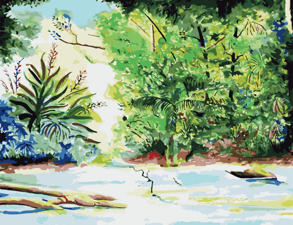 ABEUTY DIY Paint by Numbers for Adults Children, Green Trees Plant 16x20 inches Number Painting Art Therapy (Wooden Framed, Tree)