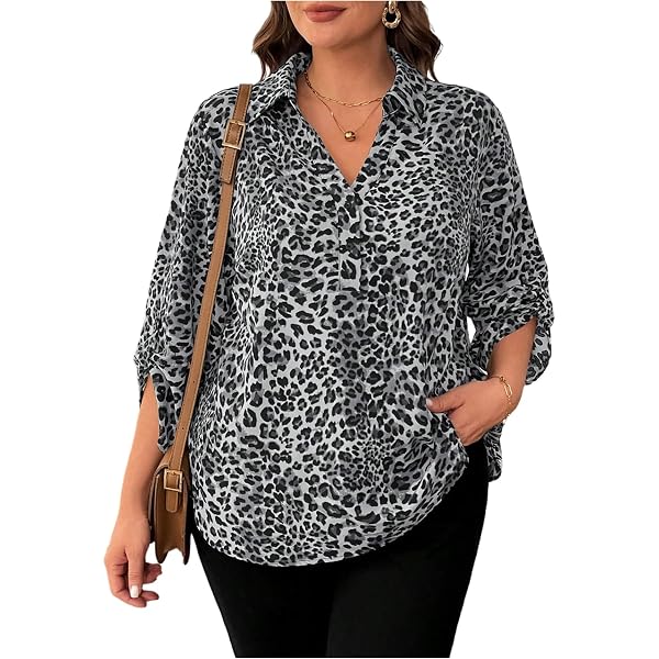MakeMeChic Women's Leopard Print Tunic Dress - V Neck, Short Sleeve, Casual Summer Dress, Regular Fit - View #5