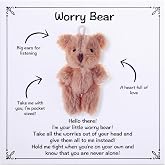 Aesnefe Worry Bear Pocket Comfort Gift, Emotional Support Plush Keepsake for Adults, Anxiety Relief Gift for Men Women, Thinking of You Comfort Item, Khaki