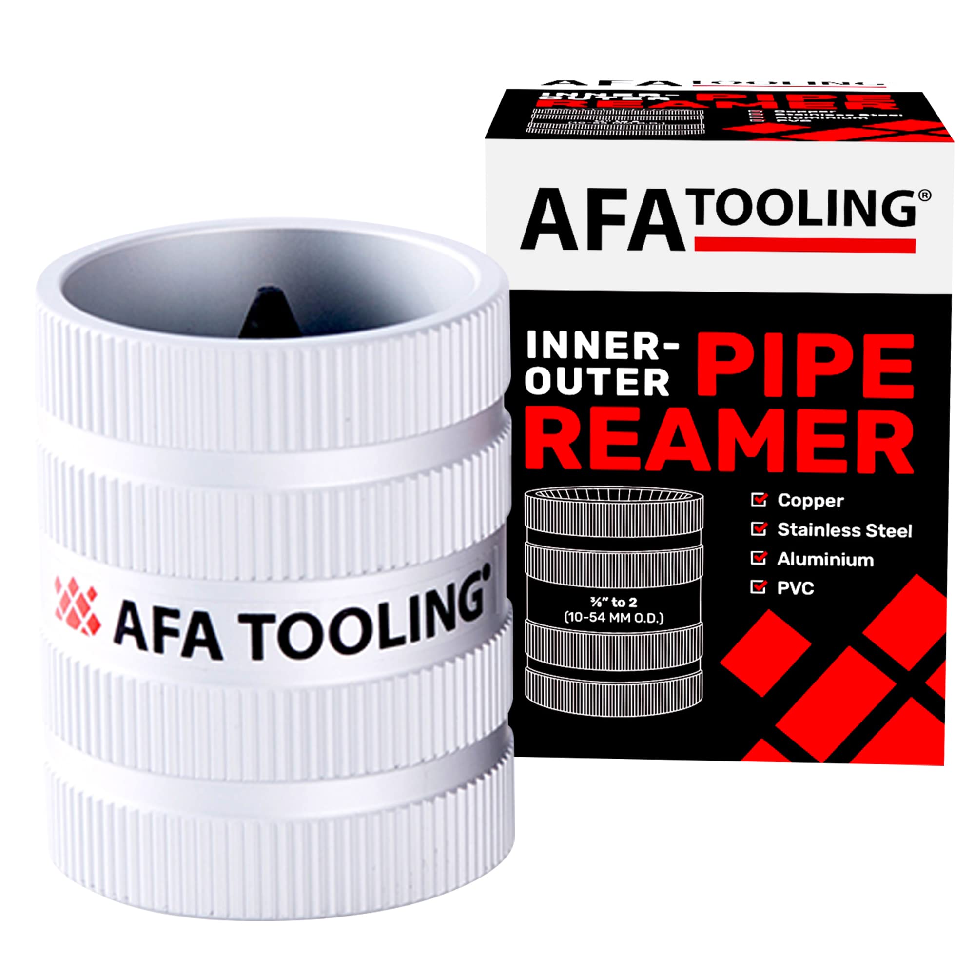 Photo 1 of AFA Tooling - Inner/Outer Pipe Reamer for 3/8" to 2" Pipes, Deburring Tool with Inner & Outer Cones for Smoothing & Reaming Copper, Stainless Steel, PVC, Metal & Aluminium - Plumbing Tool