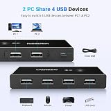 UGREEN USB 2.0 Switch 4 Ports for 2 PCs Keyboard Mouse Scanner Printer view 2