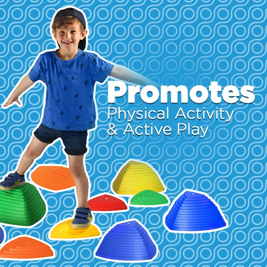 LITTLE CHUBBY ONE Stepping Stones - Kid Friendly Balance Blocks - 11 Piece Set Slip Resistant Durable Plastic Teaches Kids Balance and Coordination: Toys & Games