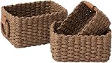 La Jolíe Muse Woven Storage Baskets Set of 3 Chocolate Recycled Paper Rope Bins view 1