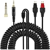 weishan Coiled Headphone Cord Replacement for Sennheiser HD650, HD660 S, HD600, HD6XX, HD580, HD565, HD545, HD535, Audio Cable Wire 3.5mm 1/8" Plug and 6.35mm 1/4" Adapter 5m(16ft)