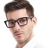 MARE AZZURO Retro Square Reading Glasses Men Large Readers 1.0 1.25 1.5 1.75 2.0 2.25 2.5 2.75 3.0 3.5 4.0 5.0 6.0 (Black, 2.00)