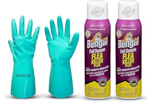 Bengal Full Season Flea Killer Plus- flea Bombs for Home Kills Eggs pet Safe fogger- flea Killer for Carpet Furniture- flea and tick Spray- Available with Premium Quality Centaurus AZ Gloves- 2pack