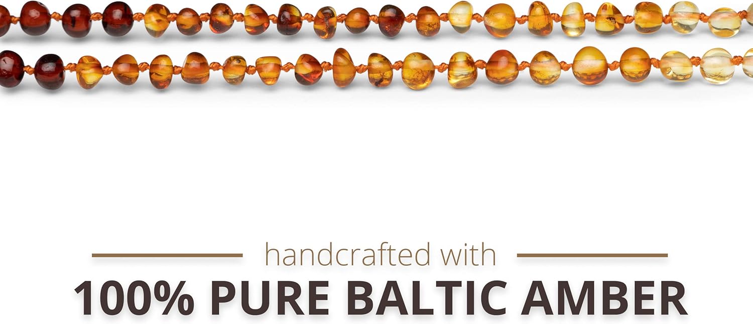 Meraki Amber Necklace - Polished Baroque Amber Necklace | Certified Genuine Amber Necklace | Rainbow Color (11.5 Inches): Health & Personal Care