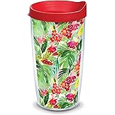 Tervis Yao Cheng - Tropical Bloom Made in USA Double Walled Insulated Tumbler Cup Keeps Drinks Cold & Hot, 16oz, Classic