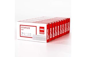 LEVEN Deli 5,000 Staples, Fits Deli 40 & 60 Sheet Capacity Staplers, 5/16" Leg Length, Jam Free Sharp Chisel Point Design, 10 Boxes of 500 Staples