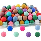 Lovyomi 60pcs 19mm Silicone Beads for Keychain Making Mix Color Round Beads for Pens and Bracelet Crafts(Multicolor)