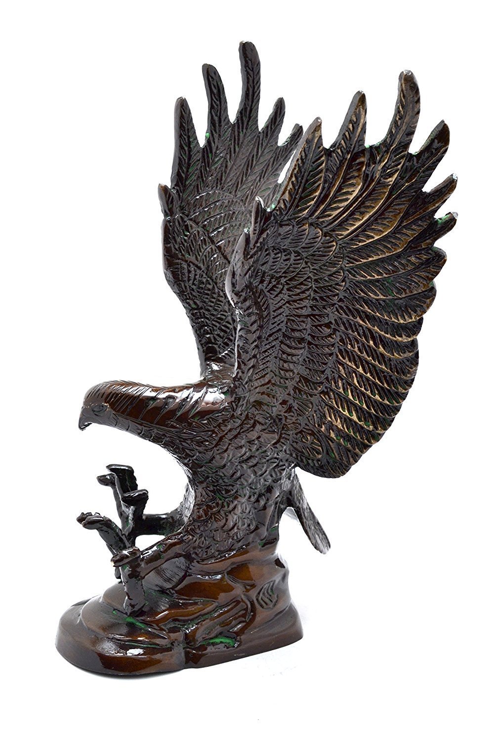 Purpledip Eagle Hawk Statue Showpiece: Brass Idol For Home Or Office Table (10951)