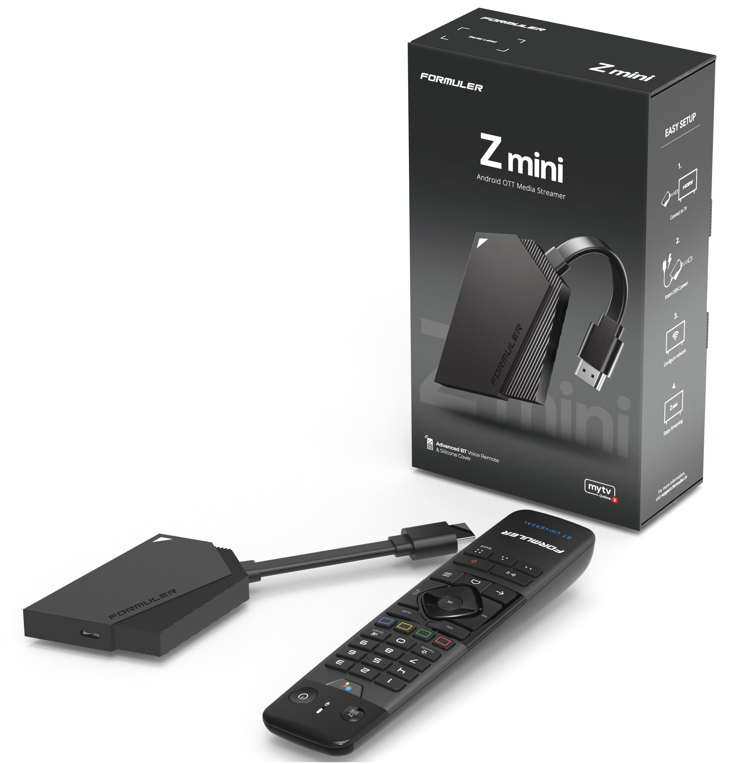 Formuler Z Mini Android 12 TV Stick Mytvonline 3 4K IPTV Set Top Box with GTV-BT1 Bluetooth Remote Official UK Version with UK Plug Dual Band AC WiFi ZMini