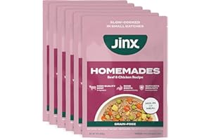 Jinx Beef Grain Free Wet Dog Food Pouches, Meal or Dog Food Topper Mix-in, Made with Real Beef & Chicken, Bone Broth, No Fillers - Puppy, Adult, Senior, 9oz, 6 Pack