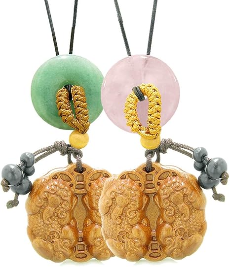 Amazon ダブルドラゴン車チャームまたはホーム装飾グリーンクオーツローズクォーツdonuts Loveカップルまたはbest Friend Amulets インテリア オンライン通販