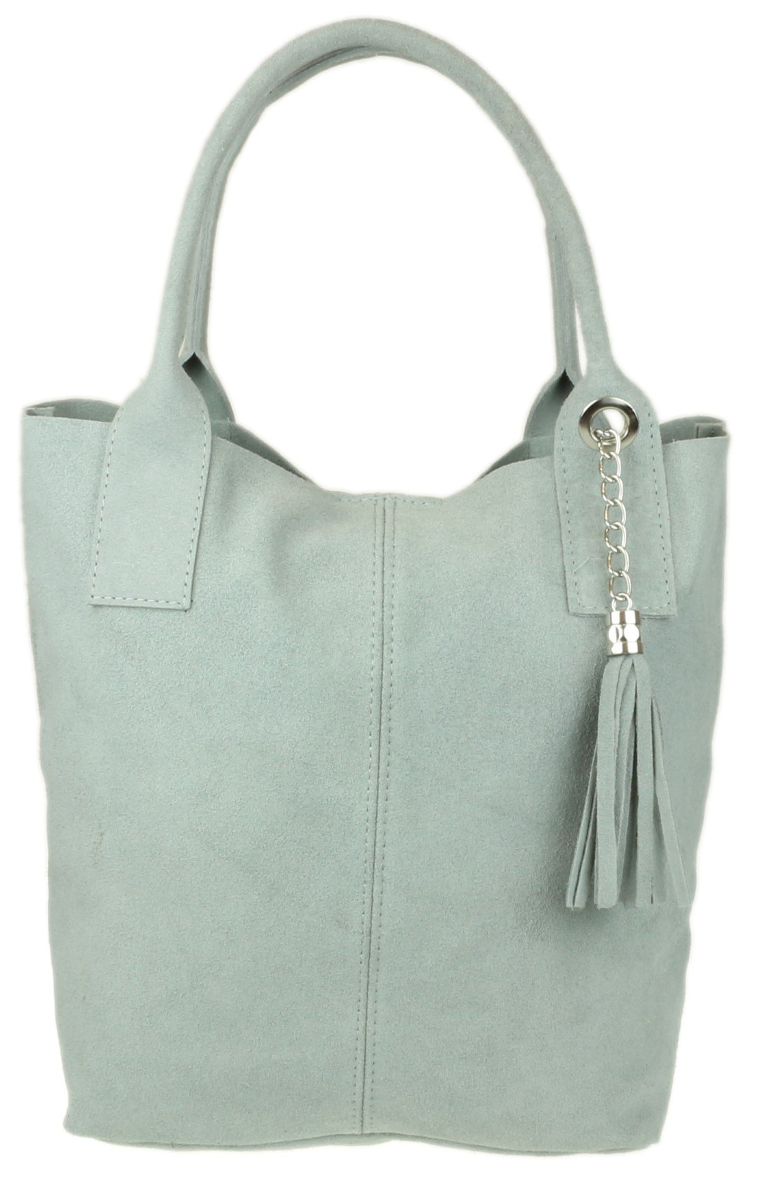 Girly Handbags Womens Open Top Real Italian Suede Shoulder Bag (Light Grey)