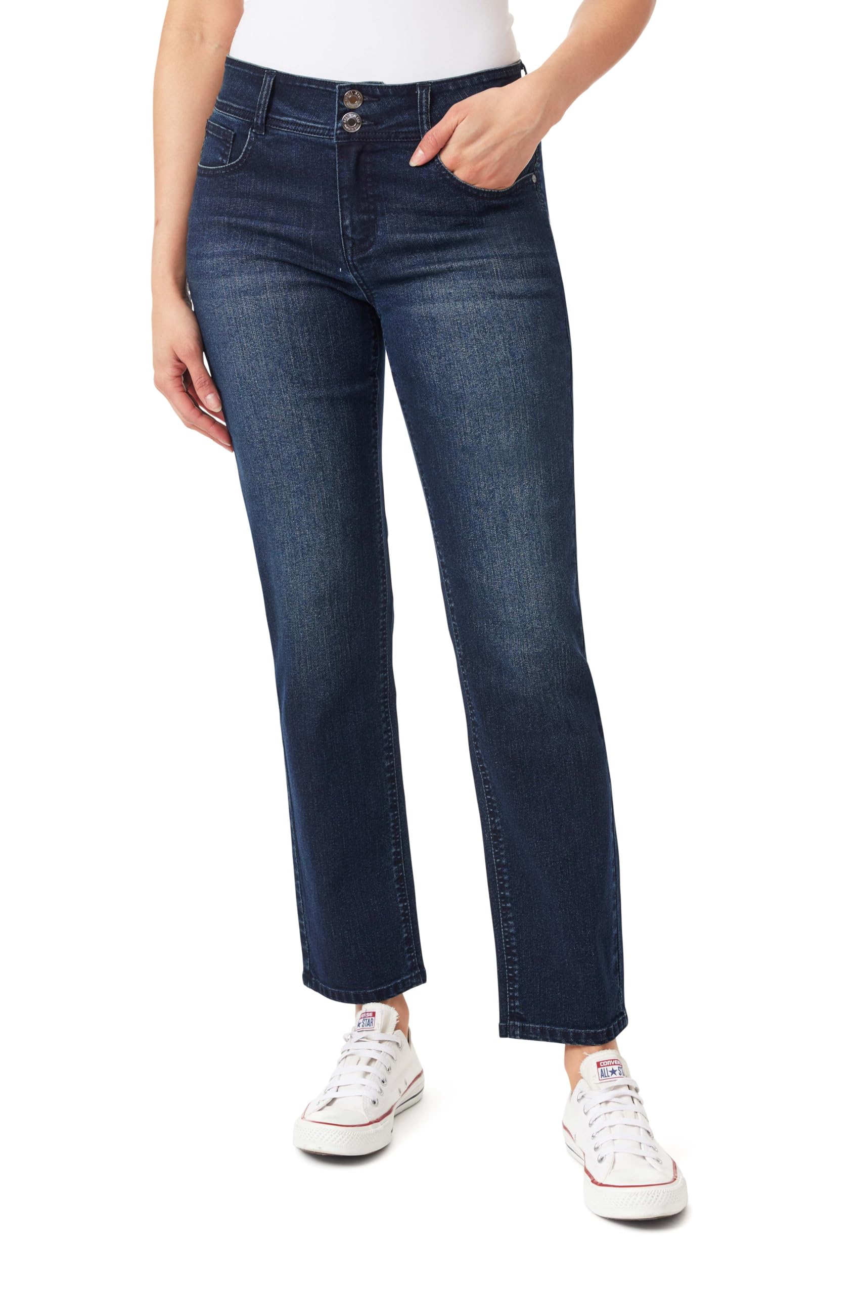 Photo 1 of Angels Forever Young Women's Curvy Straight Mid-Rise Jeans, Amaryllis