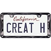 Creathome 3D Curly Wave Pattern Black License Plate Frame from Pure Zinc Alloy Metal