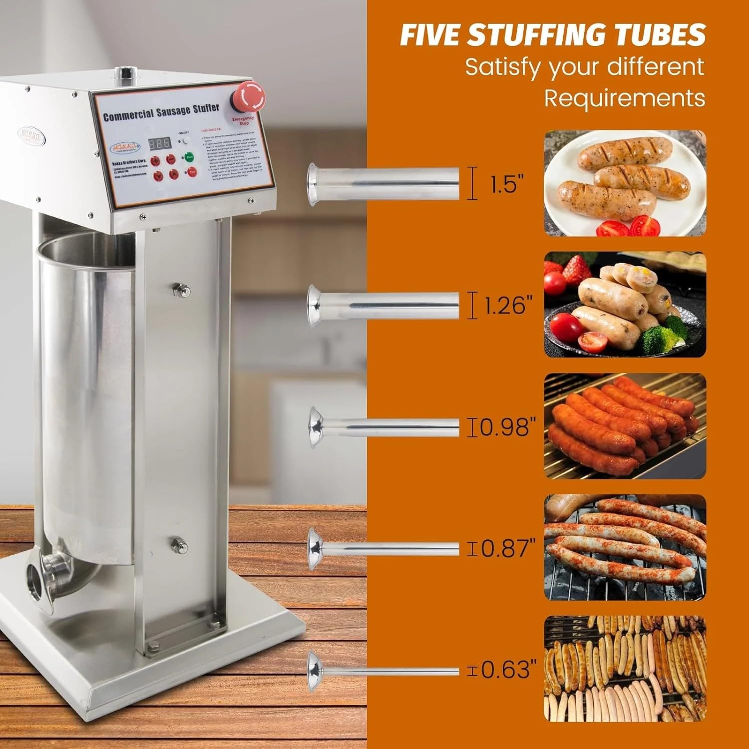 Hakka Commercial 22LB Stainless Steel Electric Sausage Stuffer and Vertical Sausage Filling Maker