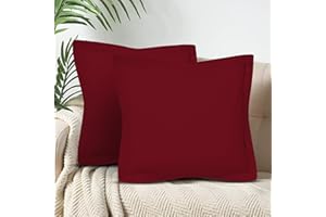 100% Egyptian Cotton Euro Pillow Shams Set of 2 by CharlottelyHues 1000 Thread Count European Square Pillow Covers - Hotel Quality, Natural, Soft Bed Cushion Shams - (Euro 26''x26'', Burgundy)