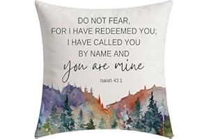TSOTMO Bible Verse Gift Isaiah 43:1 Do Not Fear for I Have Redeemed You Throw Pillow Covers Christian Home Decor for Sofa Roo