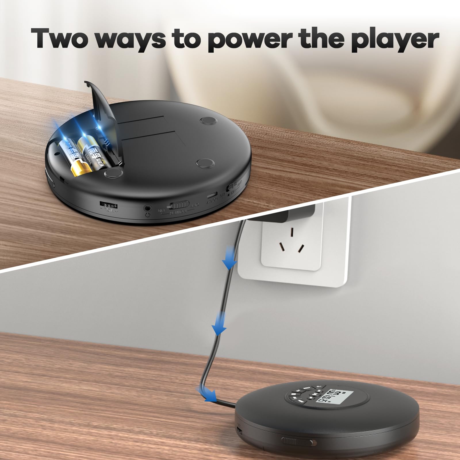 Arafuna Portable CD Player-Compact Discman CD Player-Personal Music Player with CD-R & CD-RW Playback Anti-Skip Protection, Programmable Tracks - Earphones Included