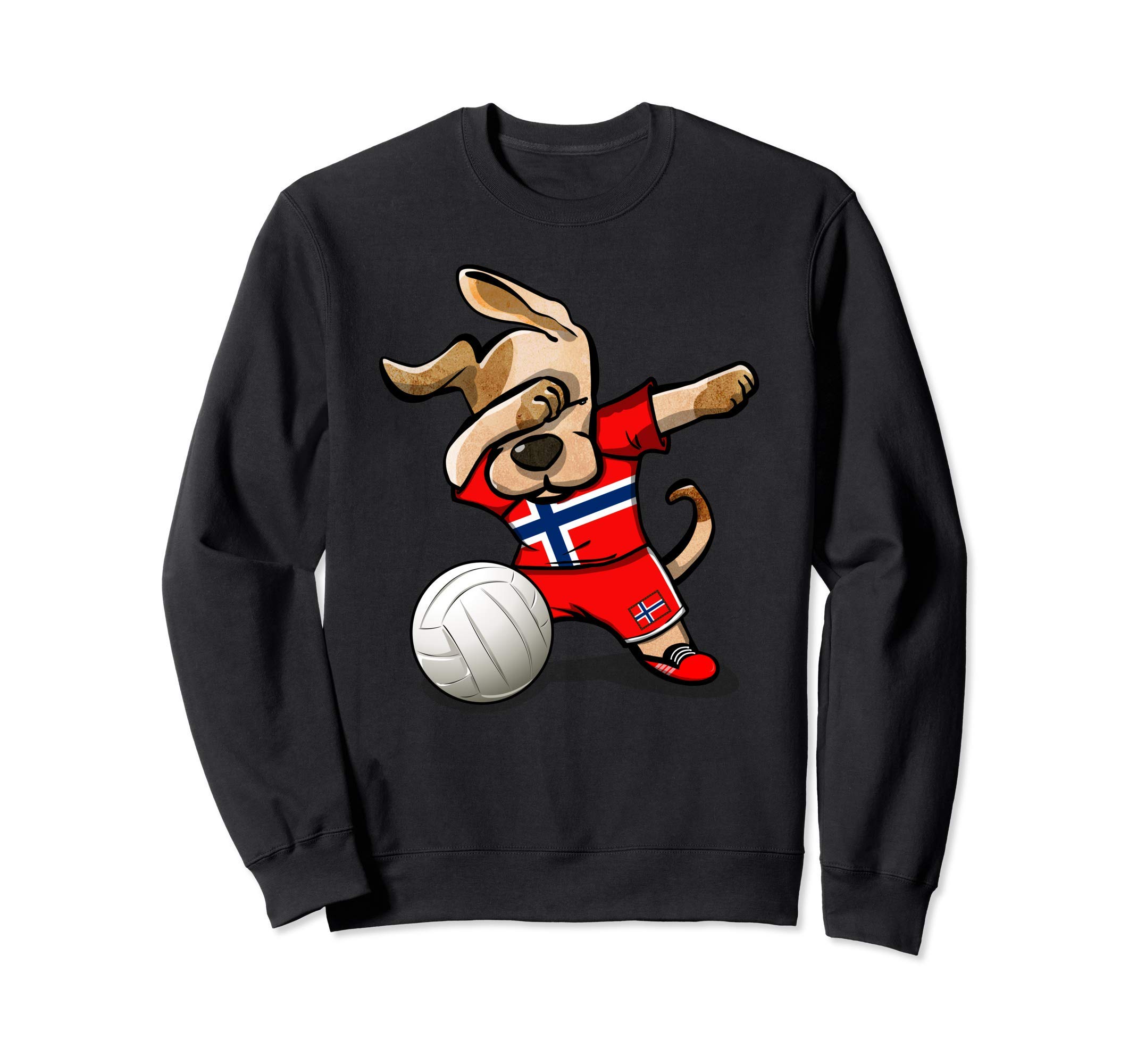 Funny Dabbing Dog Proud Norway Volleyball Fan Norwegian Flag Sweatshirt
