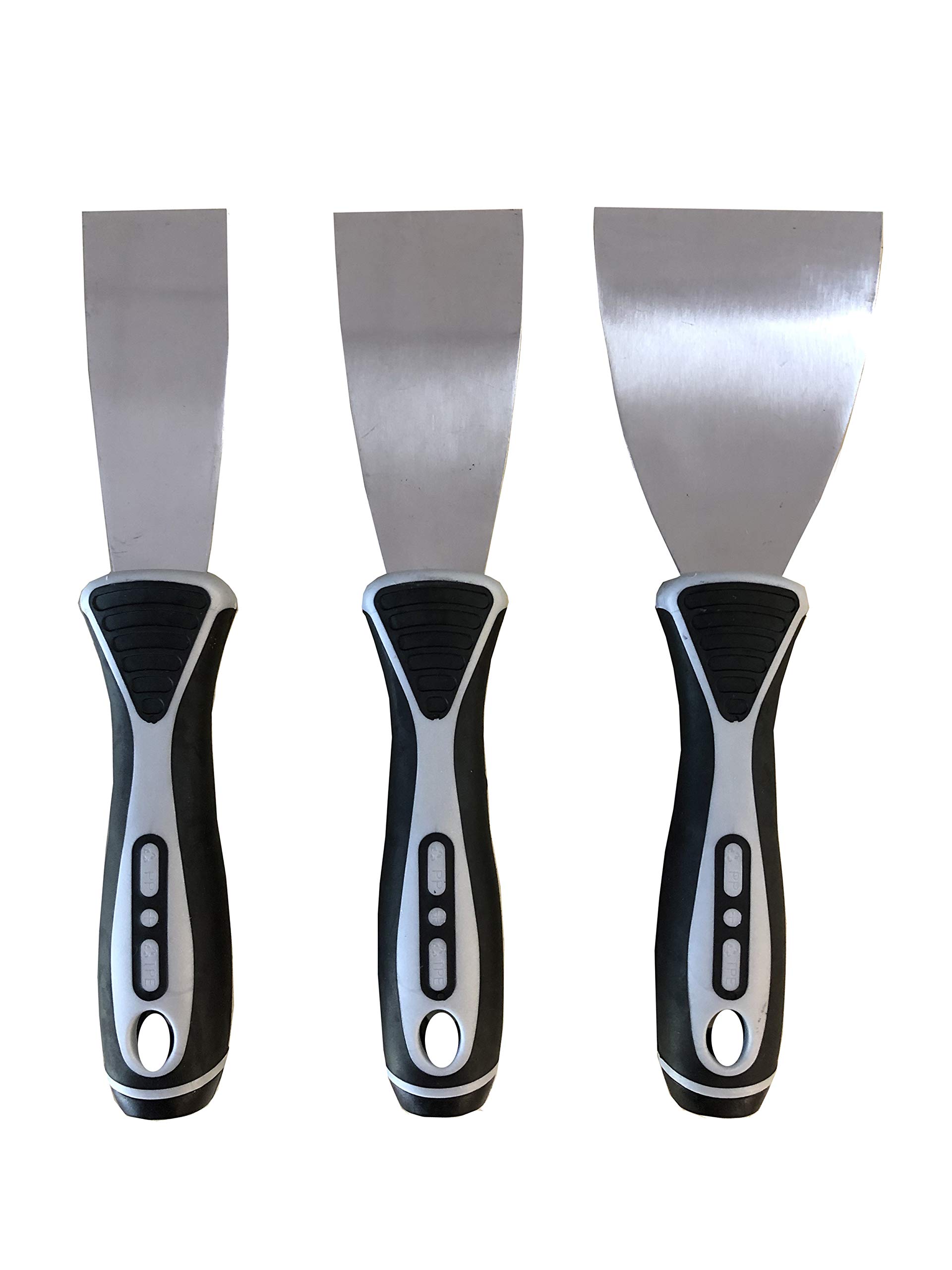 Professional-Scrapers │ Set of 3 Pieces │ 40 mm, 50 mm and 76 mm │ with high-Quality Grip │ Stainless │ Steel │ Filling Knifes │ Paint-Scraper │ by FD-Workstuff