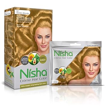 Nisha Creme Hair Color Combo Pack of Golden Blonde 150gm Jumbo + 40gm Sachet Pack