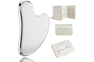 Rena Chris Gua Sha Facial Tools, Stainless Steel Guasha Tool for Acupuncture, Manual Massage Sticks for Jawline Sculpting and Puffiness Reducing, Gua Sha Scraping Massage Tool, Skin-Care Tool