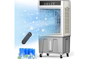 Cozzyben 3 in 1 Swamp Cooler, 2100CFM Evaporative Air Cooler, Portable Ac Unit Air Conditioner 100°Oscillation, 3 Speed, 24H Timer, 4 Ice Packs & 5.3 Gal Water Tank for Garage, Patio, Outdoor